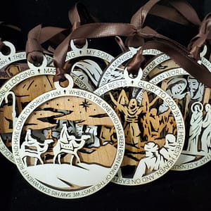 Christmas Story Ornament Set with Engraved Storage Box